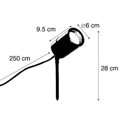 Spot orientable à piquet noir IP44 - Solo