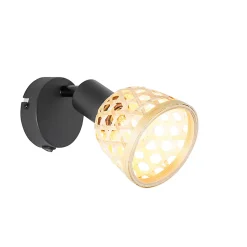 Spot orientable oriental noir avec bambou et interrupteur - Rayan