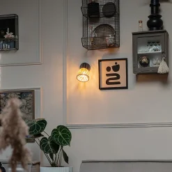 Spot orientable oriental noir avec bambou et interrupteur - Rayan