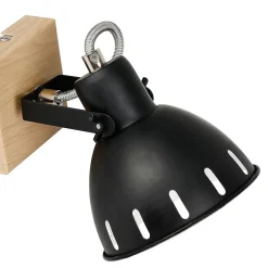 Spot patère orientable 1 abat-jour métal noir