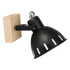 Spot patère orientable 1 abat-jour métal noir