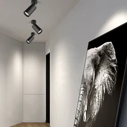 Spot Plafonnier et Applique Murale CEILUM en Aluminium Noir avec Douille GU10, Orientable à 360