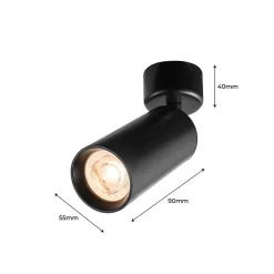 Spot Plafonnier et Applique Murale CEILUM en Aluminium Noir avec Douille GU10, Orientable à 360