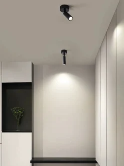 Spot Plafonnier et Applique Murale CEILUM en Aluminium Noir avec Douille GU10, Orientable à 360