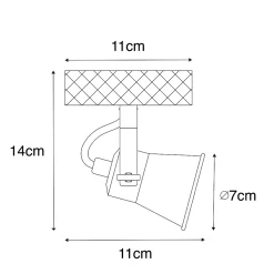 Spot rustique noir avec bois réglable - Jelle