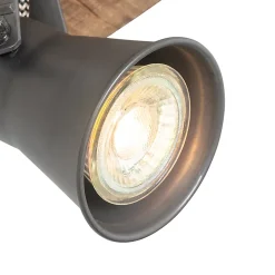 Spot rustique noir avec bois réglable - Jelle