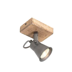 Spot rustique noir avec bois réglable - Jelle