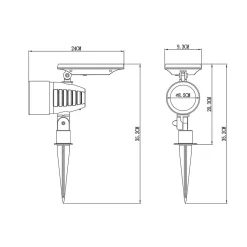 Spot solaire à piquer- Hauteur 35,2cm- 1 LED SMD blanche- 60 Lumens- Eclairage extérieur Jardin