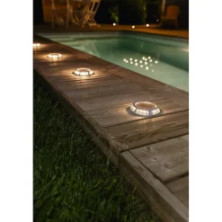 Spot solaire de sol en alu-Diamètre 123mm-12LED SMD blanche-15 Lumens
