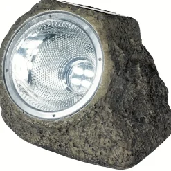 Spot solaire effet rocher- Hauteur 11cm- 4 LED blanches- 10 Lumens- Eclairage extérieur Jardin