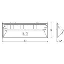 Spot solaire mural très éclairant avec détecteur de présence- Longueur 29,8cm- 300 Lumens maxi