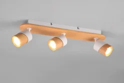 Spot 3xGU10, max. 10W, Bois Naturel, L 48 cm - Trio - Aruni