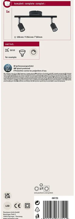 Spotlight Carolina IP44 GU10 230V max. 2x10W gradable Anthracite Chrome