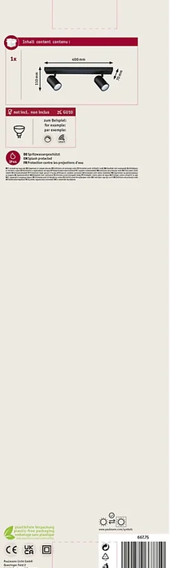 Spotlight Zyli IP44 GU10 230V max. 2x10W gradable Noir mat