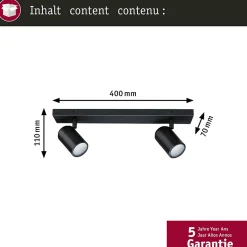 Spotlight Zyli IP44 GU10 230V max. 2x10W gradable Noir mat