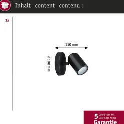 Spotlight Zyli IP44 GU10 230V max. 10W gradable Noir mat