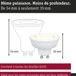 Standard 230 V Réflecteur LED GU10 Flat 37mm 3x550lm 3x4,9W 2700K gradable Blanc signal