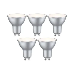 Standard 230 V Réflecteur LED GU10 Kit de 5 5x460lm 5x4,9W 2700K Aluminium blanc