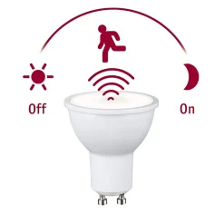 Standard 230 V Réflecteur LED GU10 Détecteur de mouvement crépusculaire (HF) 550lm 7W 2700K Blanc dépoli