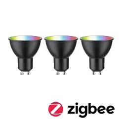 Standard 230 V Smart Home Zigbee 3.0 Réflecteur LED GU10 3x350lm 3x4,8W RGBW+ gradable Noir mat