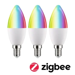 Standard 230 V Smart Home Zigbee 3.0 Bougie LED E14 3x470lm 3x5W RGBW+ gradable Dépoli