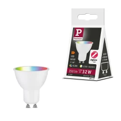 Standard 230 V Smart Home Zigbee 3.0 Réflecteur LED GU10 350lm 4,8W RGBW+ gradable Blanc dépoli