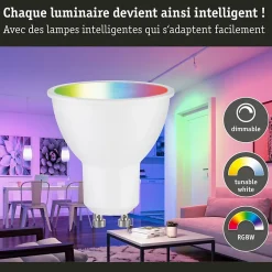 Standard 230 V Smart Home Zigbee 3.0 Réflecteur LED GU10 350lm 4,8W RGBW+ gradable Blanc dépoli