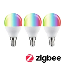 Standard 230 V Smart Home Zigbee 3.0 Sphérique LED E14 3x470lm 3x5W RGBW+ gradable Dépoli