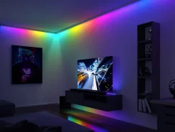 Strip LED intégré dimmable autocollant Dynamic Rainbow RGB Paulmann 14,5W blanc mat L.5m x H.0,2 x P.0,2cm