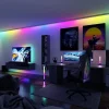 Strip LED intégré dimmable autocollant Dynamic Rainbow RGB Paulmann 6,5W blanc mat L.3m x H.0,2 x P.0,2cm