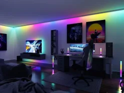 Strip LED intégré dimmable autocollant Dynamic Rainbow RGB Paulmann 6,5W blanc mat L.3m x H.0,2 x P.0,2cm