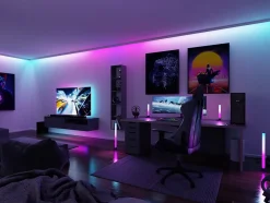 Strip LED intégré dimmable autocollant Dynamic Rainbow RGB Paulmann 6,5W blanc mat L.3m x H.0,2 x P.0,2cm