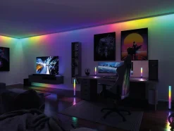Strip LED intégré dimmable autocollant Dynamic Rainbow RGB Paulmann 4W blanc mat L.1,5m x H.0,2x P.0,2cm