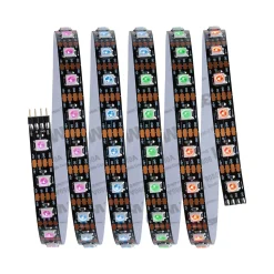 Strip LED intégré dimmable autocollant Dynamic Rainbow RGB Paulmann 4W blanc mat L.1,5m x H.0,2x P.0,2cm