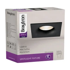 Support de spot Tetra D1 carré noir MR16 GU10/GU5.3