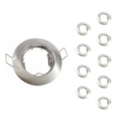 Support Spot Encastrable GU10 Rond en Acier Couleur INOX (Pack de 10) - SILAMP