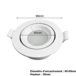 Support Spot Encastrable GU10 LED Orientable Rond BLANC - SILAMP