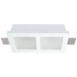 Support Spot GU10 Double LED Carré Blanc 215mm + vitres opaques - SILAMP