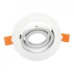 Support Spot GU10 LED Rond Blanc 110mm Orientable - SILAMP