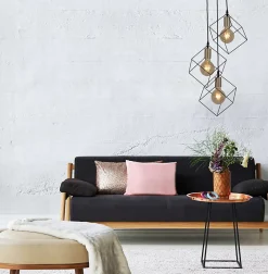 Suspension 3 flammes CANTO métal noir et or douilles E27 pour salle à manger salon couloir bureau 39x39cm