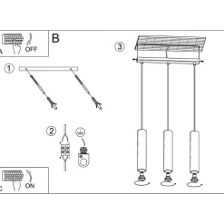 Suspension 3 Lampes Blanc pour Ampoules GU10 - SILAMP
