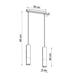 Suspension 2 Lampes Bois Noir pour Ampoules GU10 - SILAMP