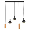 Suspension 5 lampes CUSCO moderne en metal noir hauteur 150 cm dimensions 95x15 cm douille GU10