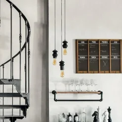 Suspension 3 Lampes en Métal et Pin 25x95cm - SILAMP