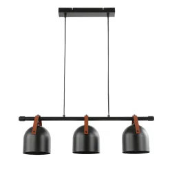 Suspension 3 lampes Hayott noir E27 15W IP20 L.75 x H.120 cm