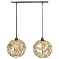 Suspension 2 lampes Rana en métal & jonc de mer D50cm - Atmosphera