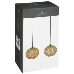 Suspension 2 lampes Rana en métal & jonc de mer D50cm - Atmosphera