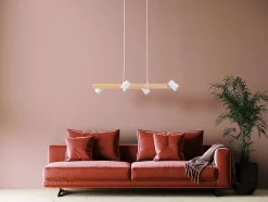 Suspension 4 pièces FRIDA metal blanc GU10 pour salon salle à manger entree bureau 80 cm