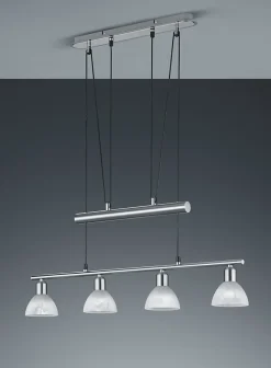 Suspension 4x E14, 3000K, Nickel Mat et verre - Trio - Levisto