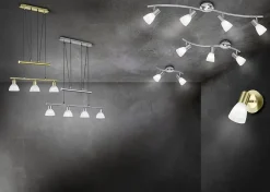 Suspension 4x E14, 3000K, Nickel Mat et verre - Trio - Levisto